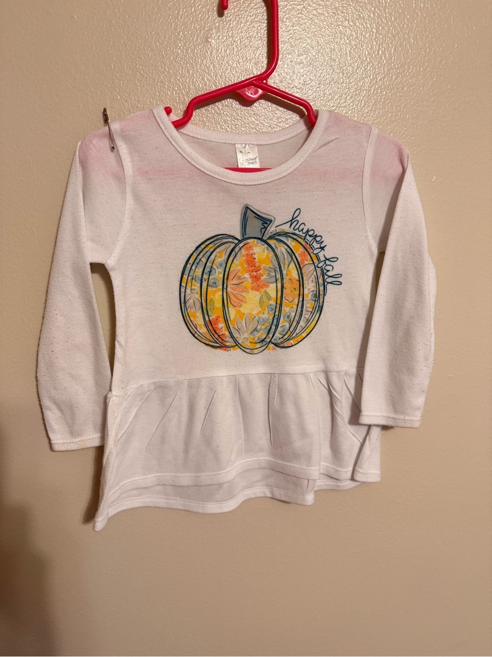 Laughing Giraffe 2T Toddler Girls Happy Fall Pumpkin Floral Long Sleeve Shirt